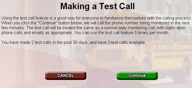 Registration Test Call